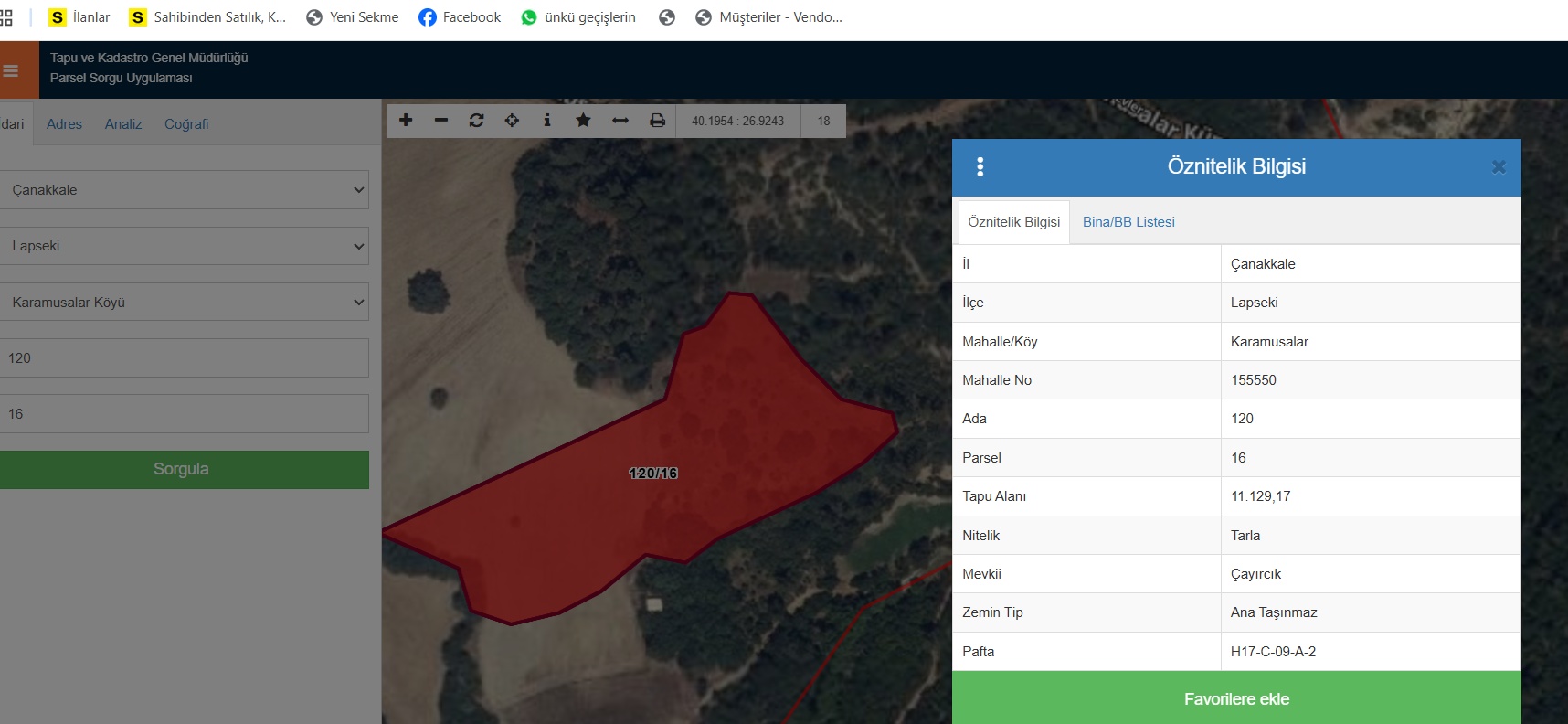 ÇANAKKALE LAPSEKİ KARAMUSALAR KÖYÜNDE 11.129 M2 YATIRIMLIK TARLA - ÇANAKKALE LAPSEKİ KARAMUSALAR KÖYÜ - undefined undefined - Thumbnail
