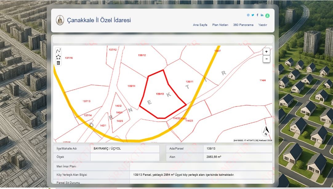 BAYRAMİÇ ÜÇYOL KÖYÜNÜN GİRİŞİNDE 2963 M2 KÖY İMARLI SATILIK ARSA ! - ÇANAKKALE BAYRAMİÇ ÜÇYOL KÖYÜ - undefined undefined - Thumbnail