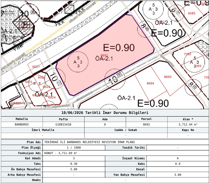 TEKİRDAĞ BARBAROS SATILIK 3.712 M2 KONUT İMARLI ARSA - TEKİRDAĞ SÜLEYMANPAŞA BARBAROS MAHALLESİ - undefined undefined - Thumbnail