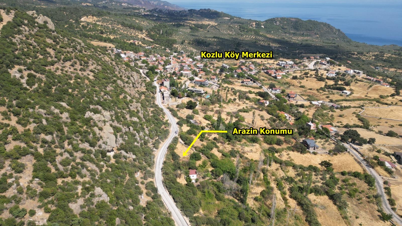 ÇANAKKALE AYVACIK KOZLU KÖYÜNDE SATILIK 1.052 M2 BAHÇE