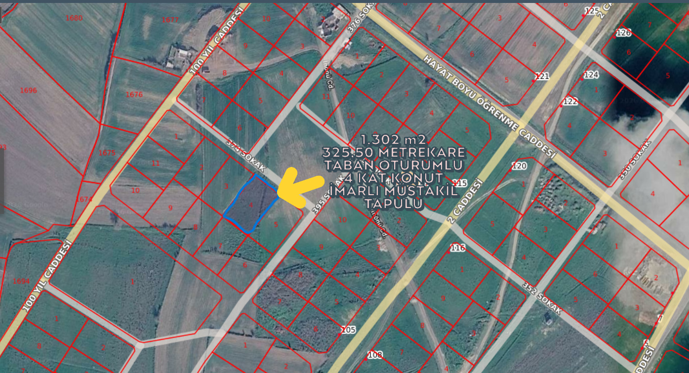 TEKİRDAĞ KAPAKLI KARAAĞAÇ 1.302 M2 KONUT İMARLI SATILIK ARSA